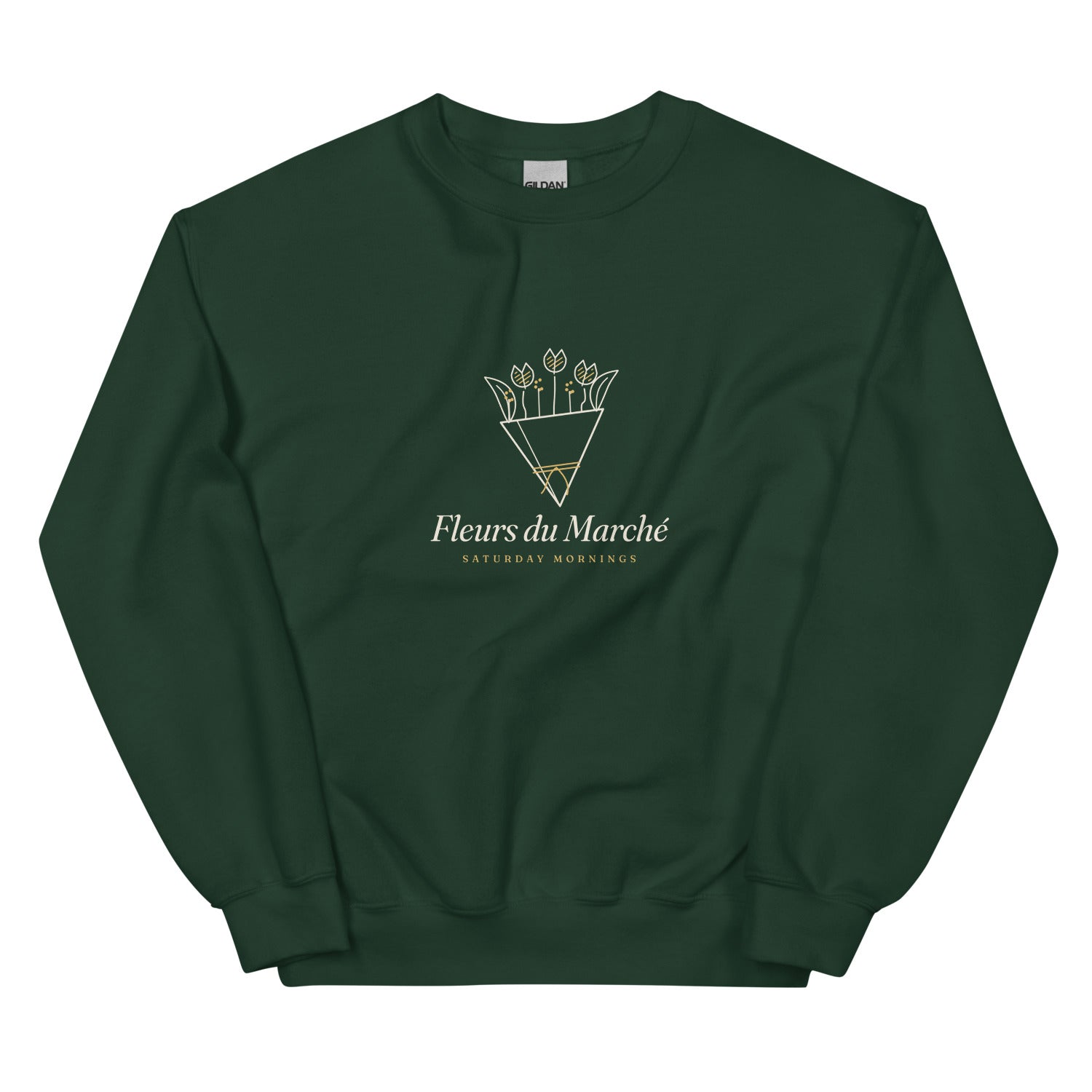 The Fleurs Du Marche Crewneck - Forest Green