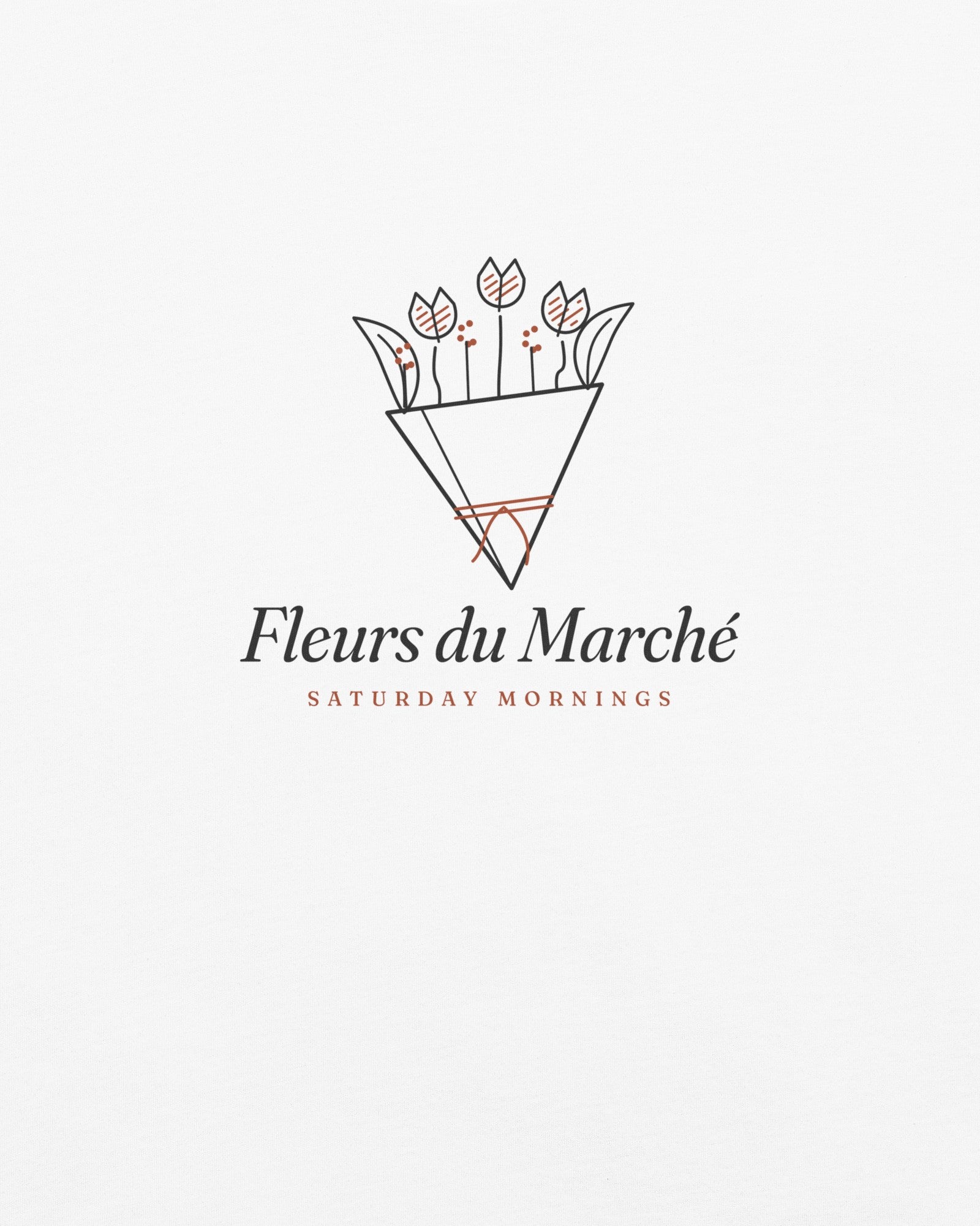 The Fleurs du Marché Tee in White, close-up detail