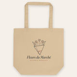 The Fleurs du Marché Tote in Oyster, flat lay front, product shot on cream