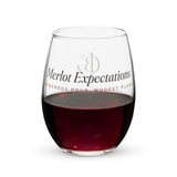 The Merlot Expectations Wine Glass filled with red wine