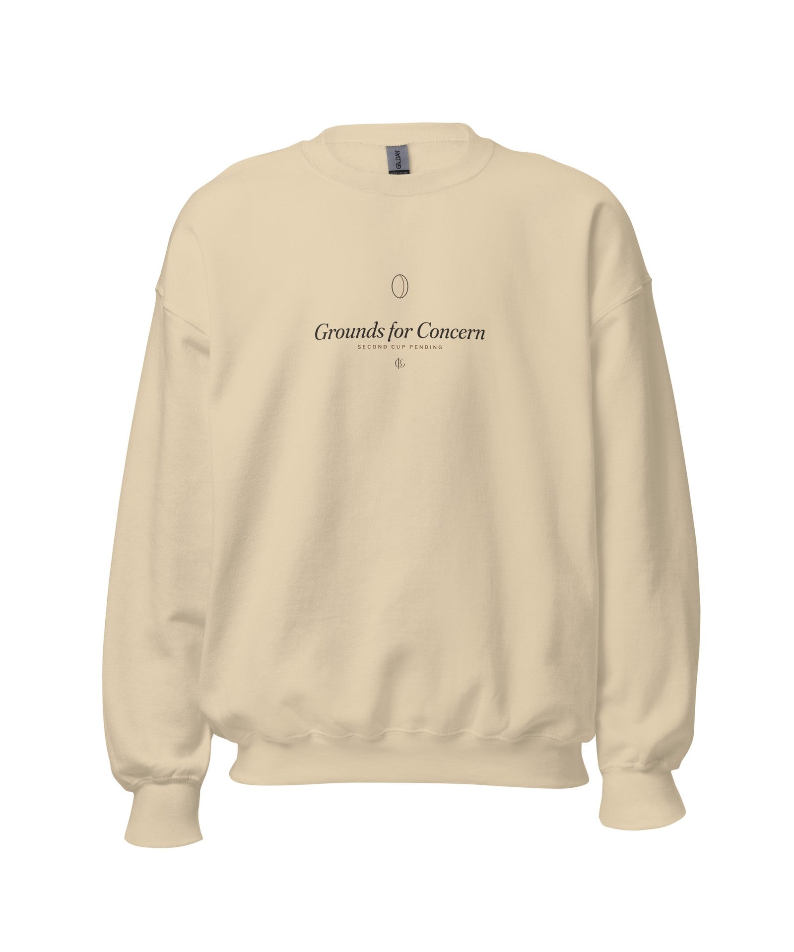 The Grounds for Concern Crewneck in Sand, product shot
