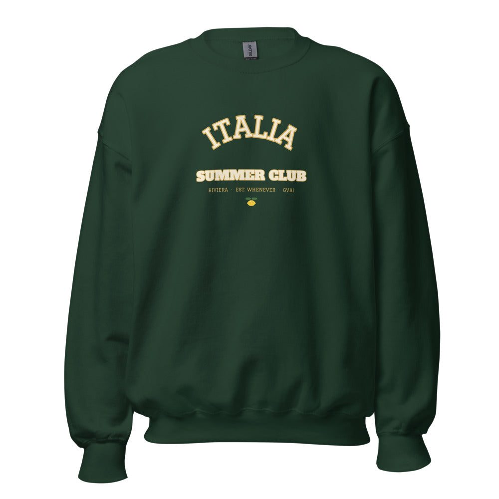 The Italia Summer Club Crewneck in Forest Green, front