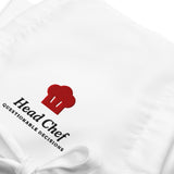 The Head Chef Apron in White, close-up detail