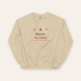The Here for the Sides Crewneck in Sand, flat lay front, product shot on cream