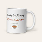 The Thanks for Hosting Mug, 11 oz, front, handle on right, product shot on cream