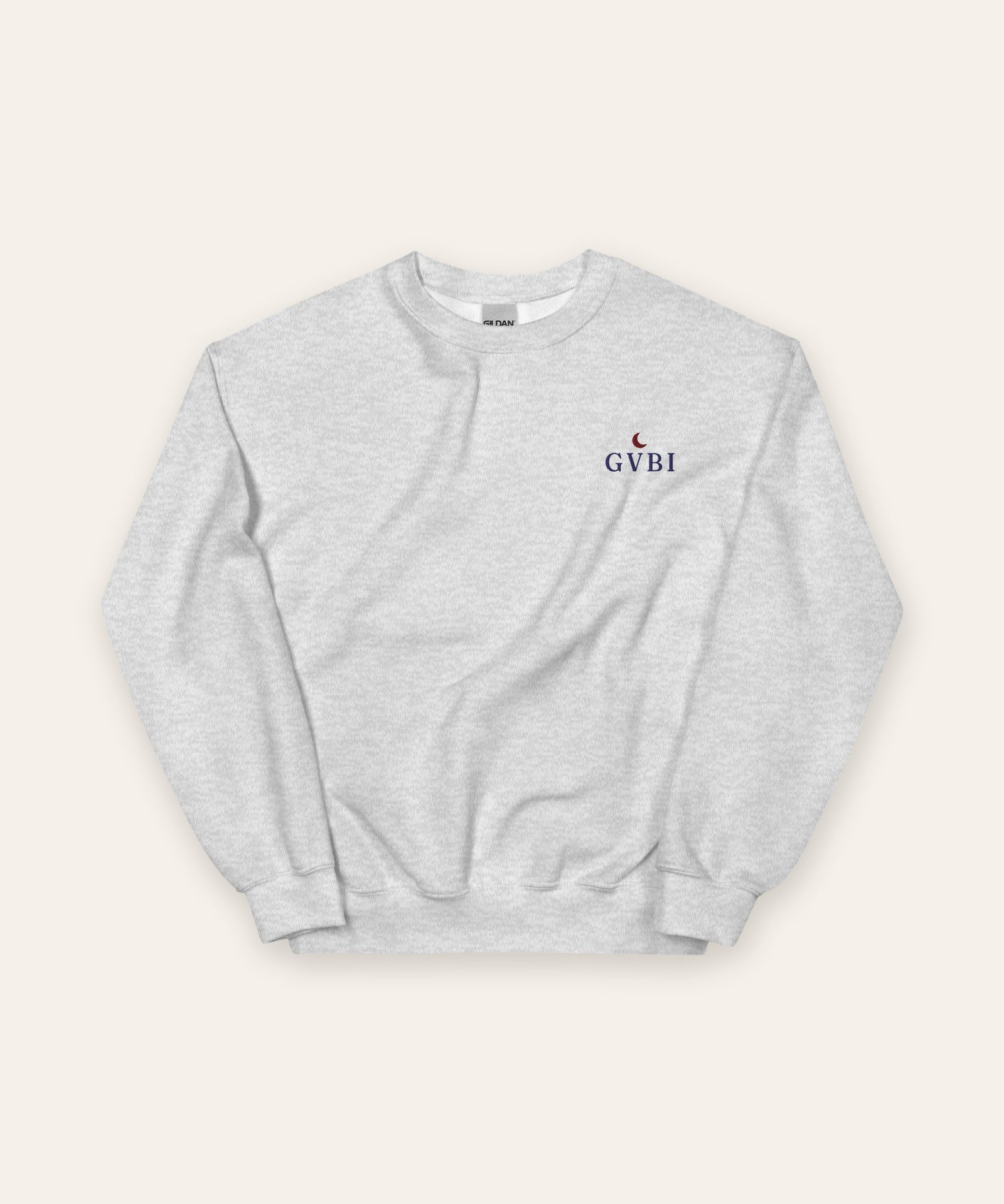 The House Crewneck in Ash, flat lay front, product shot on cream