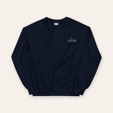 The House Crewneck in Navy, flat lay front, product shot on cream