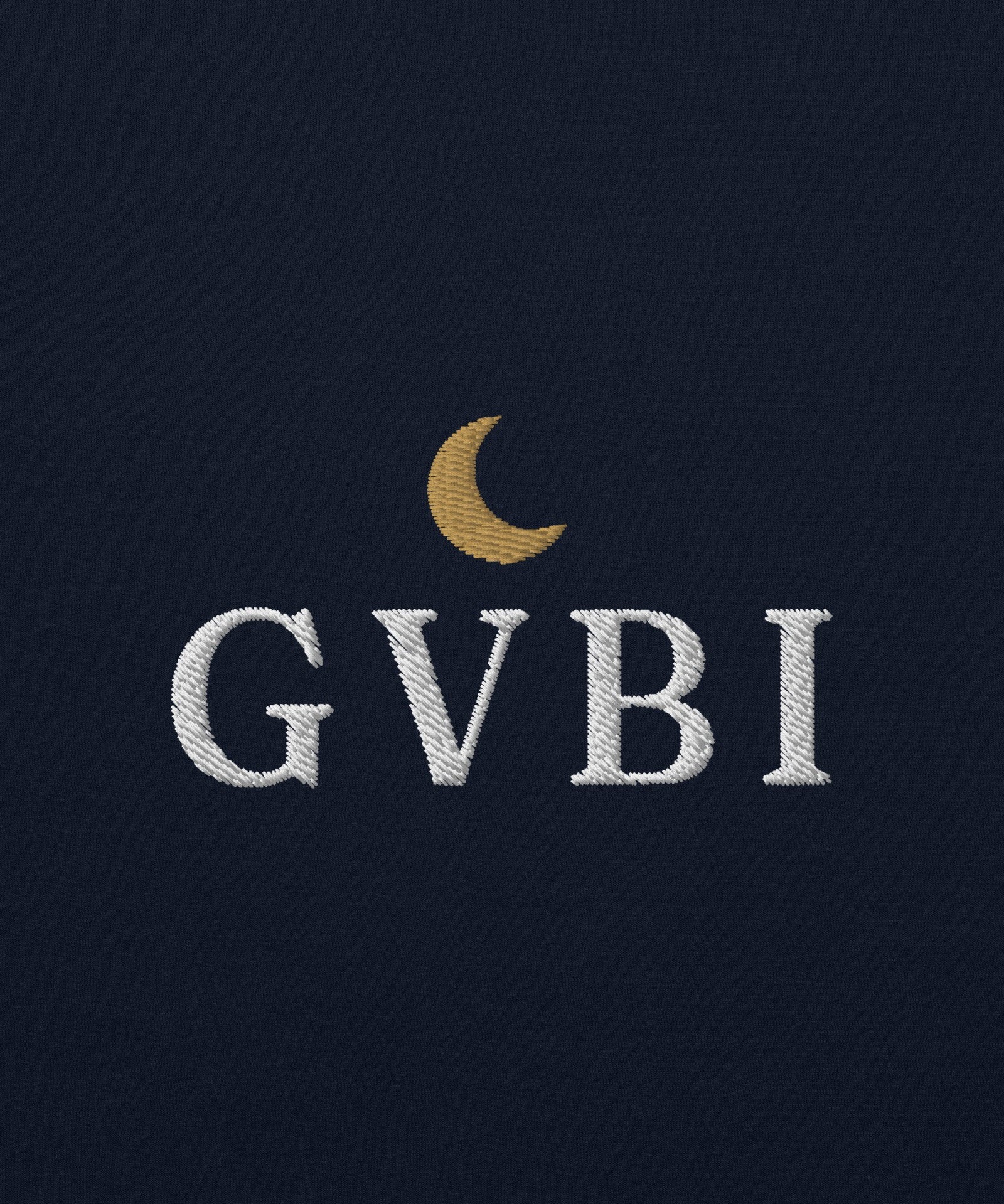 The House Crewneck in Navy, close-up detail