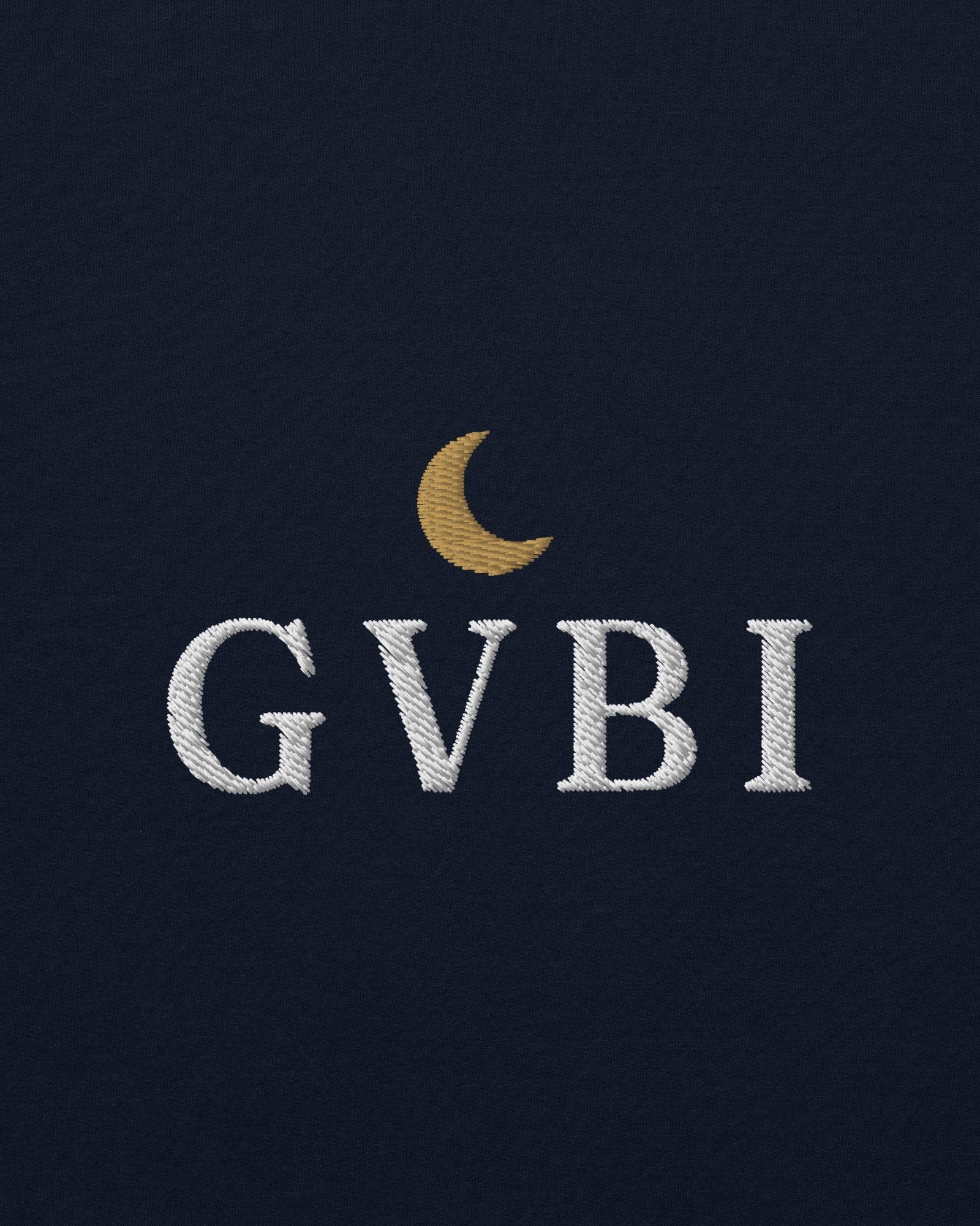 The House Crewneck in Navy, close-up detail