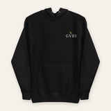 The House Hoodie in Black, flat lay front, product shot on cream