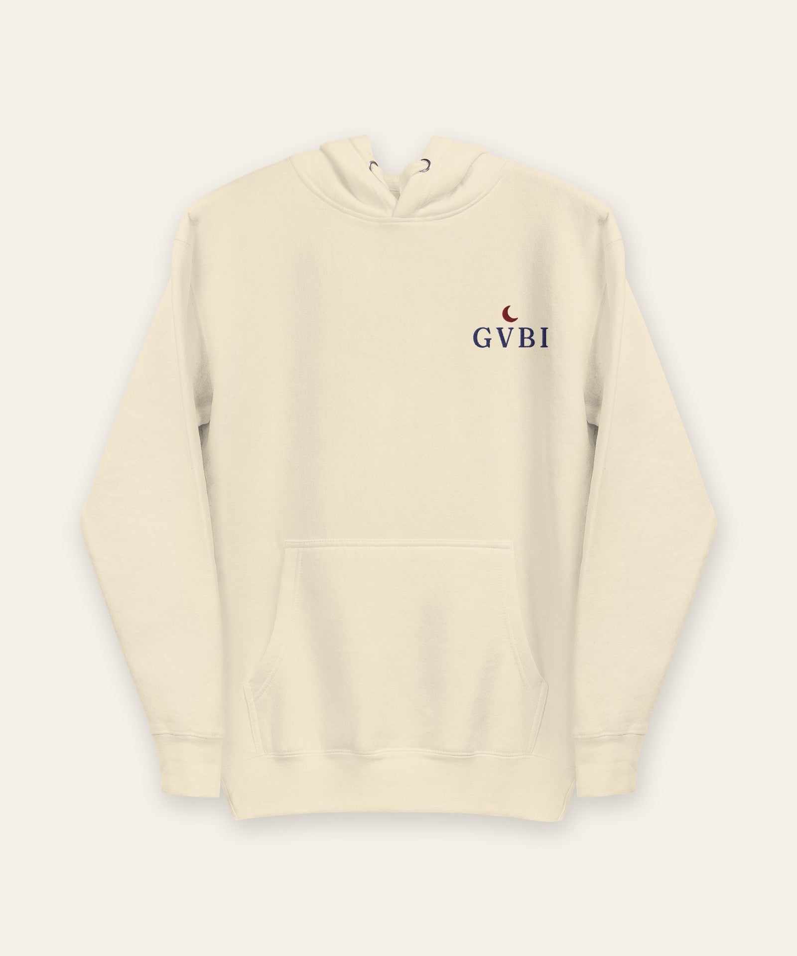 The House Hoodie in Bone, flat lay front, product shot on cream