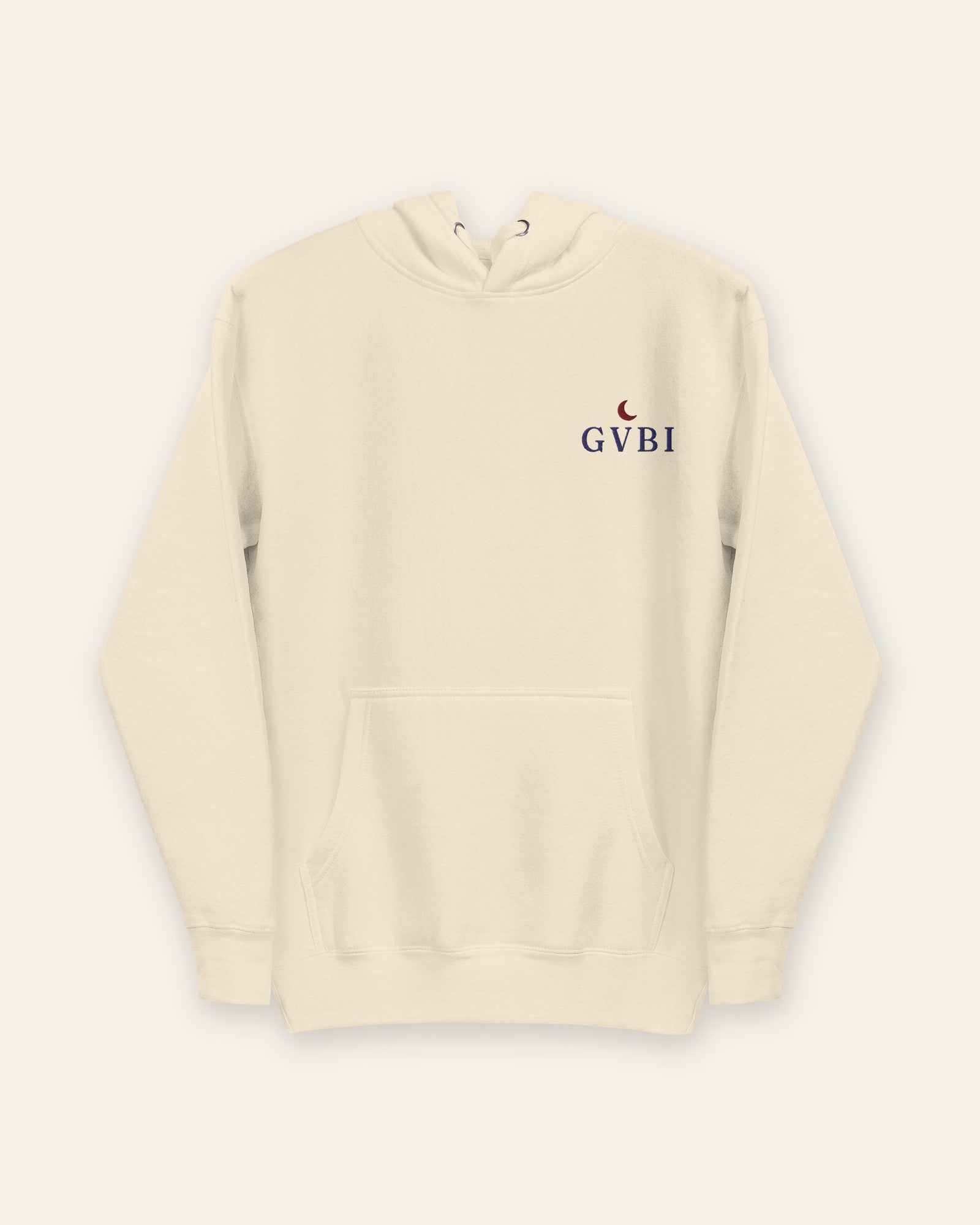 The House Hoodie in Bone, flat lay front, product shot on cream