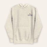 The House Hoodie in Oatmeal Heather, flat lay front, product shot on cream