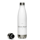 The Hydrated, Allegedly Water Bottle in White, product shot from another angle