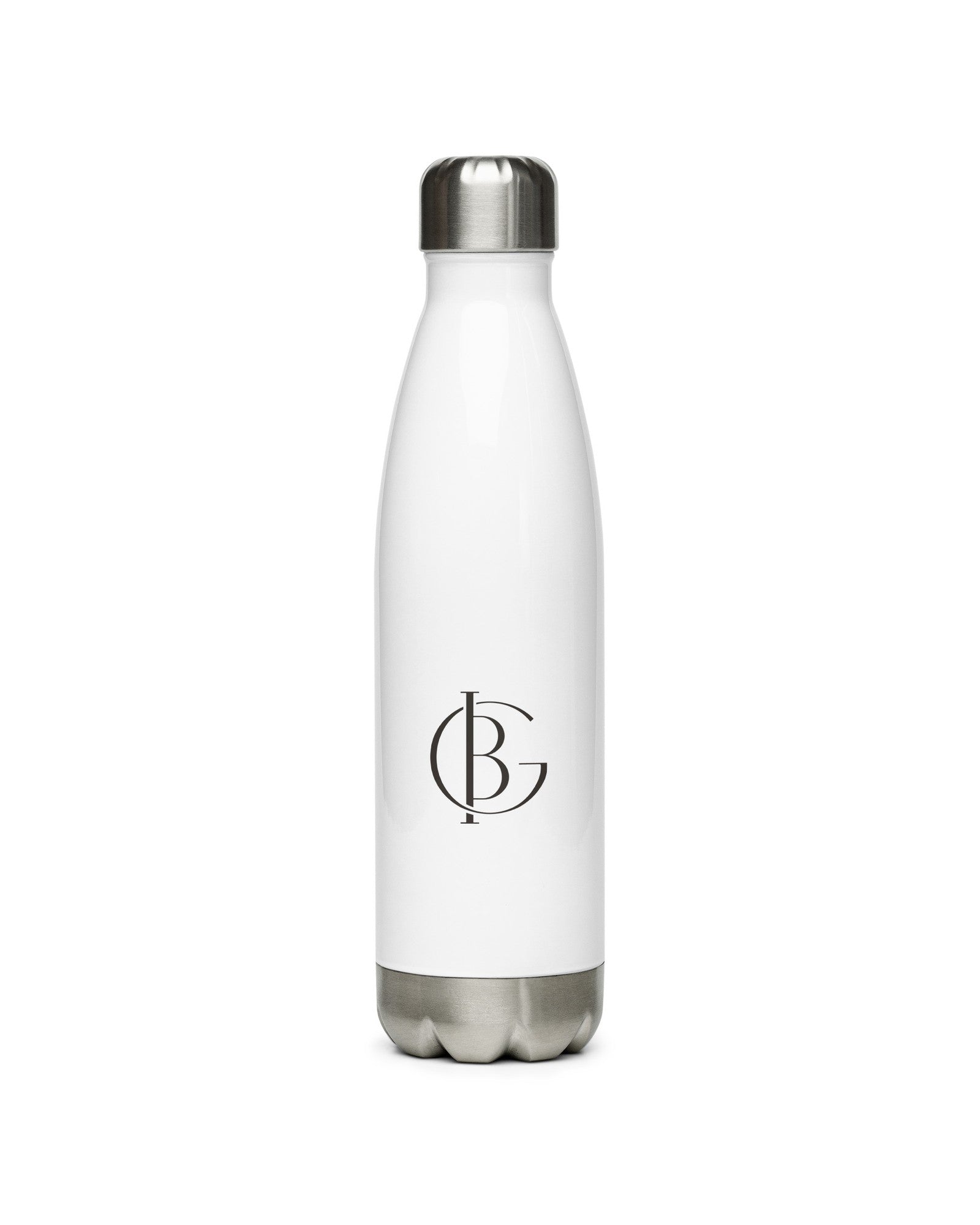 The Hydrated, Allegedly Water Bottle in White, product shot from another angle