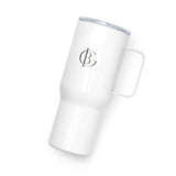The Jet Set, Not Ready Travel Mug in White, product shot from another angle