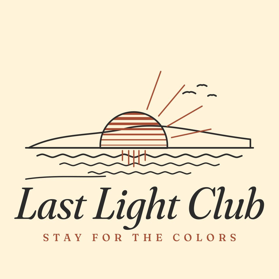 Last Light Club fine-line sunset design preview on cream