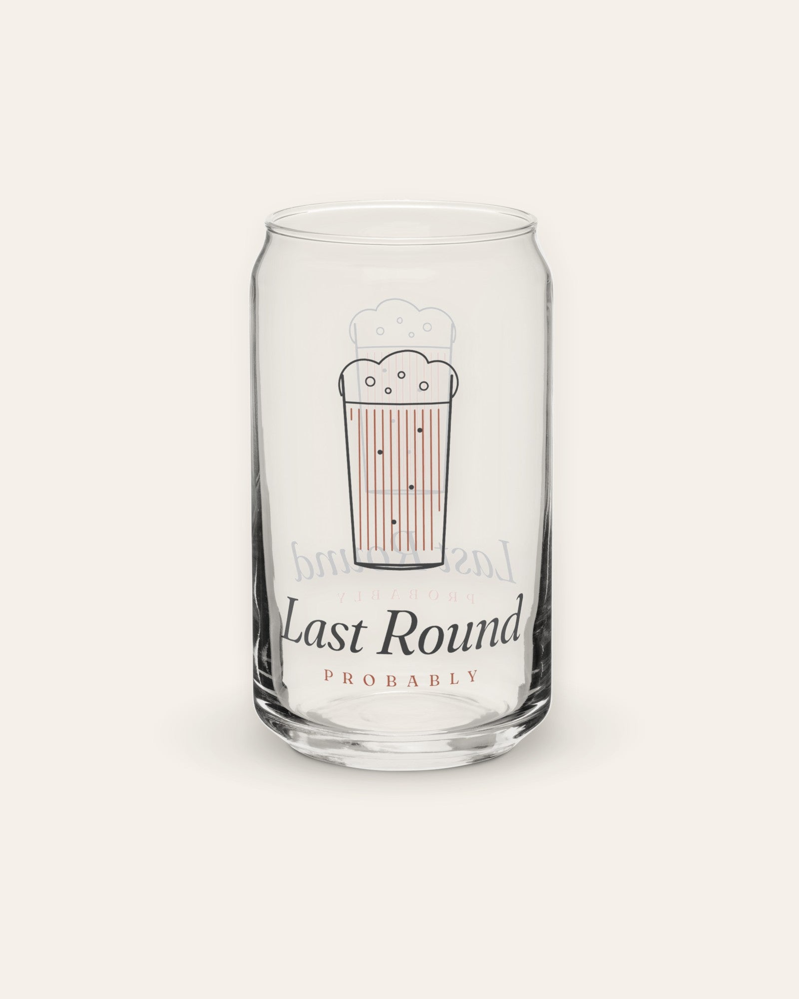The Last Round Can Glass, product shot on cream