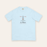 Le Phare Tee in Chambray, flat lay front, product shot on cream