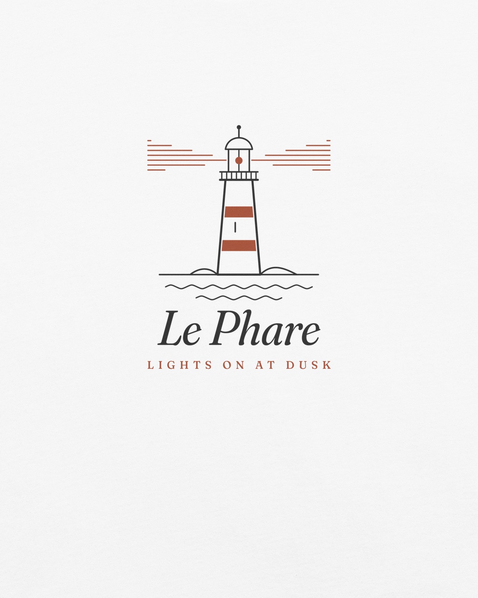 Le Phare Tee in White, close-up detail