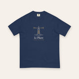 Le Phare Tee in True Navy, flat lay front, product shot on cream