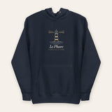 Le Phare Hoodie in Navy Blazer, flat lay front, product shot on cream