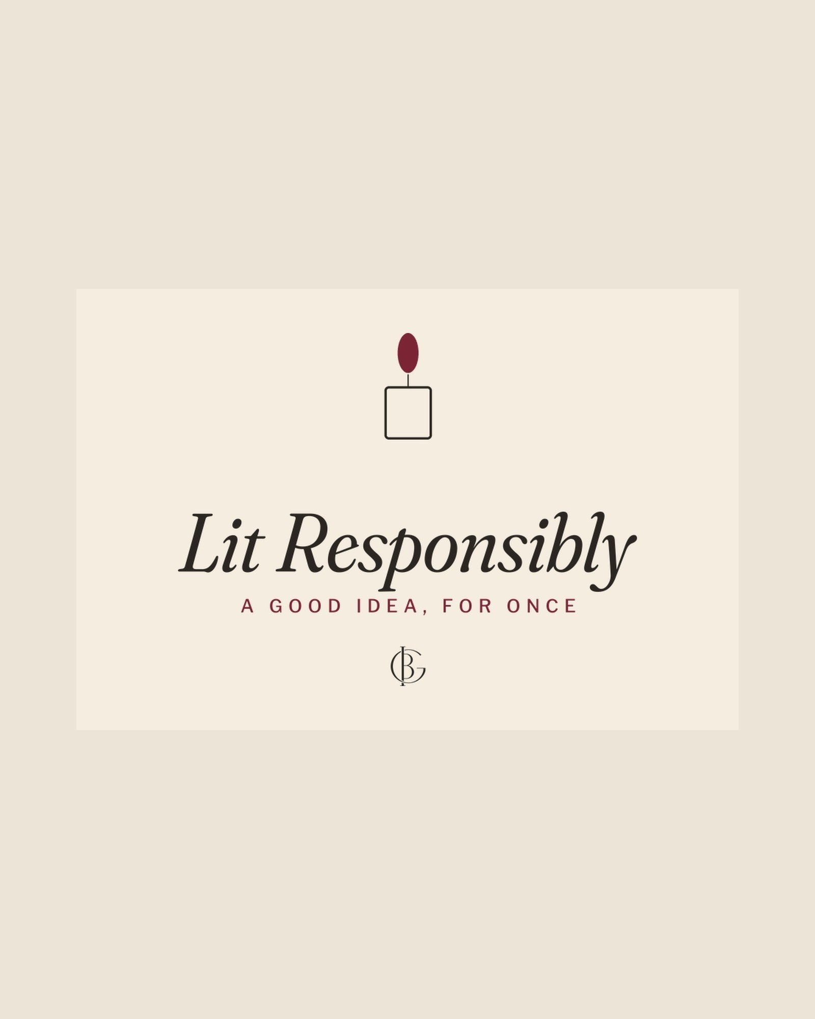 The Lit Responsibly Candle in Cinnamon Vanilla, the printed label artwork up close