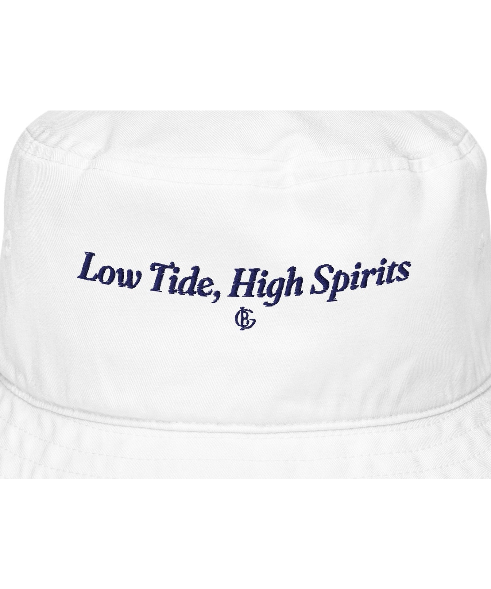 The Low Tide Bucket Hat in Bio White, close-up of the design