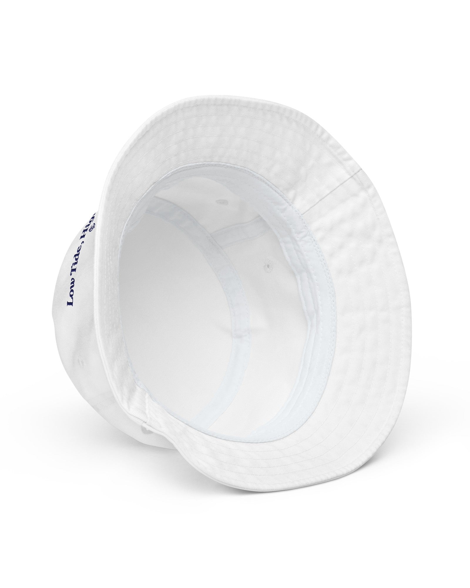 The Low Tide Bucket Hat in Bio White, detail shot