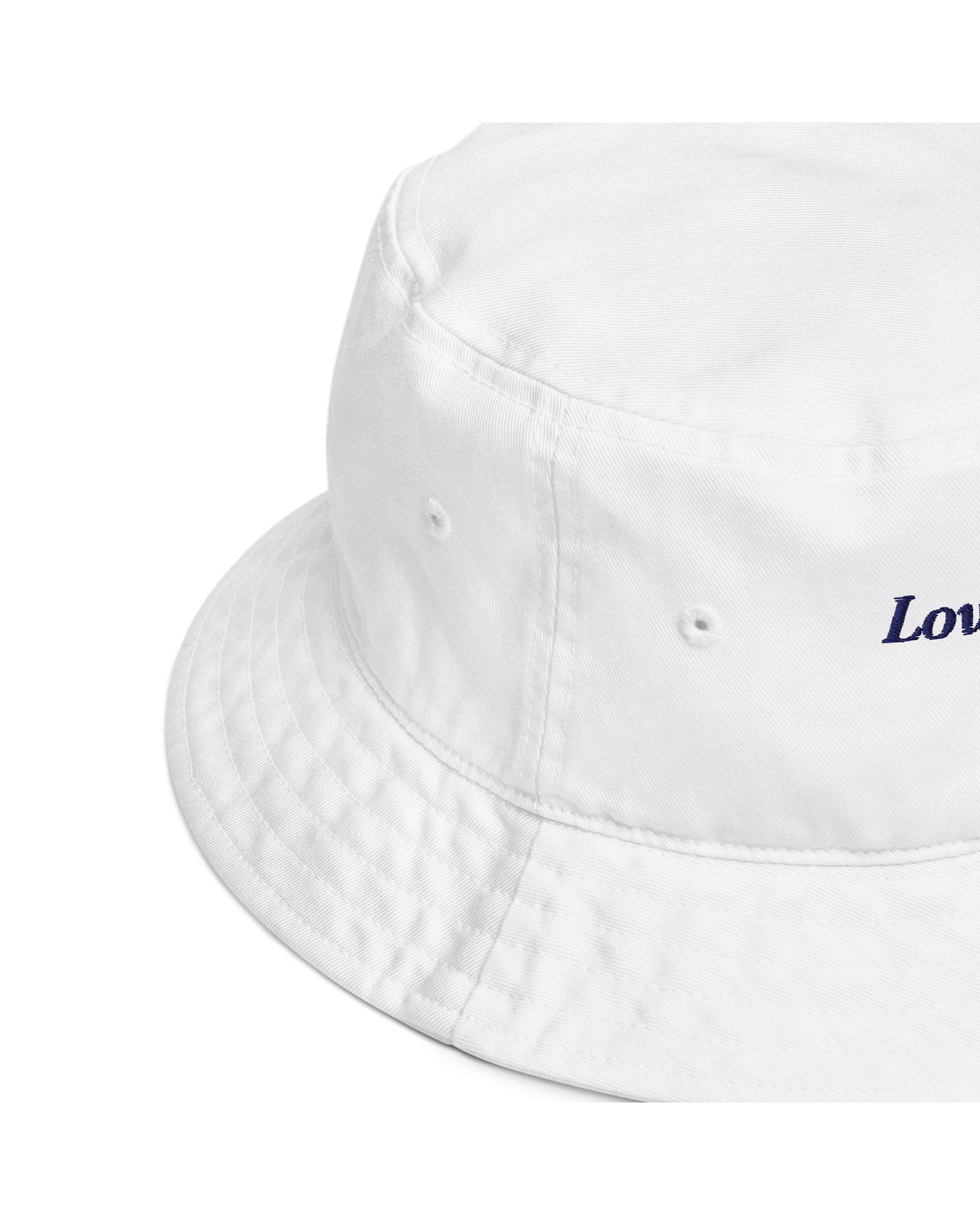 The Low Tide Bucket Hat in Bio White, detail shot