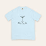 The Dirty Martini Tee in Chambray, flat lay front, product shot on cream