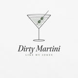 The Dirty Martini Tee in White, close-up detail
