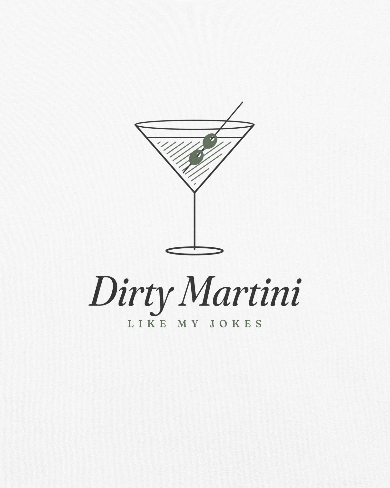 The Dirty Martini Tee in White, close-up detail