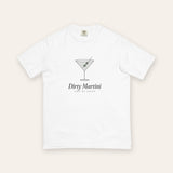 The Dirty Martini Tee in White, flat lay front, product shot on cream
