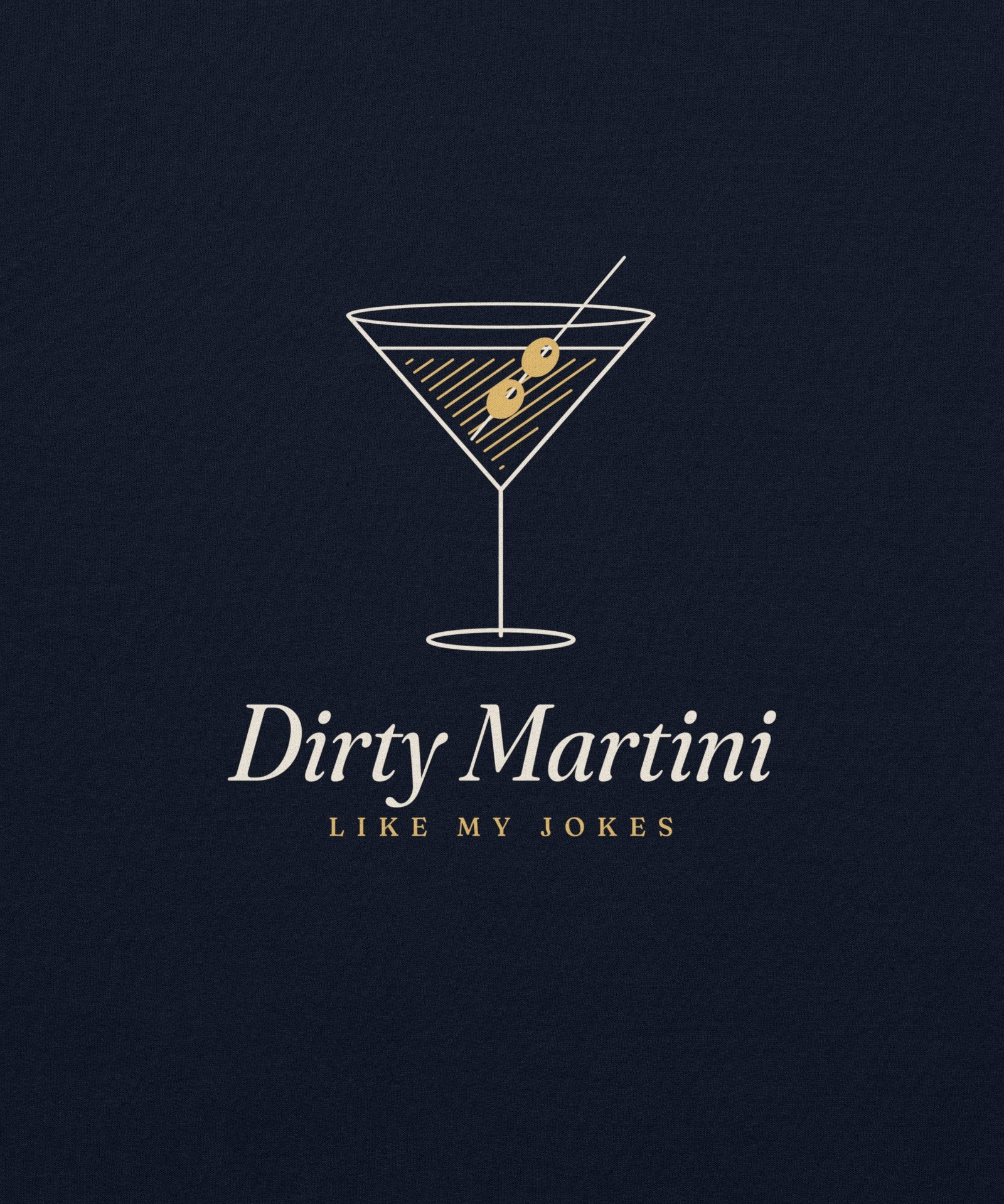 The Dirty Martini Crewneck in Navy, close-up detail
