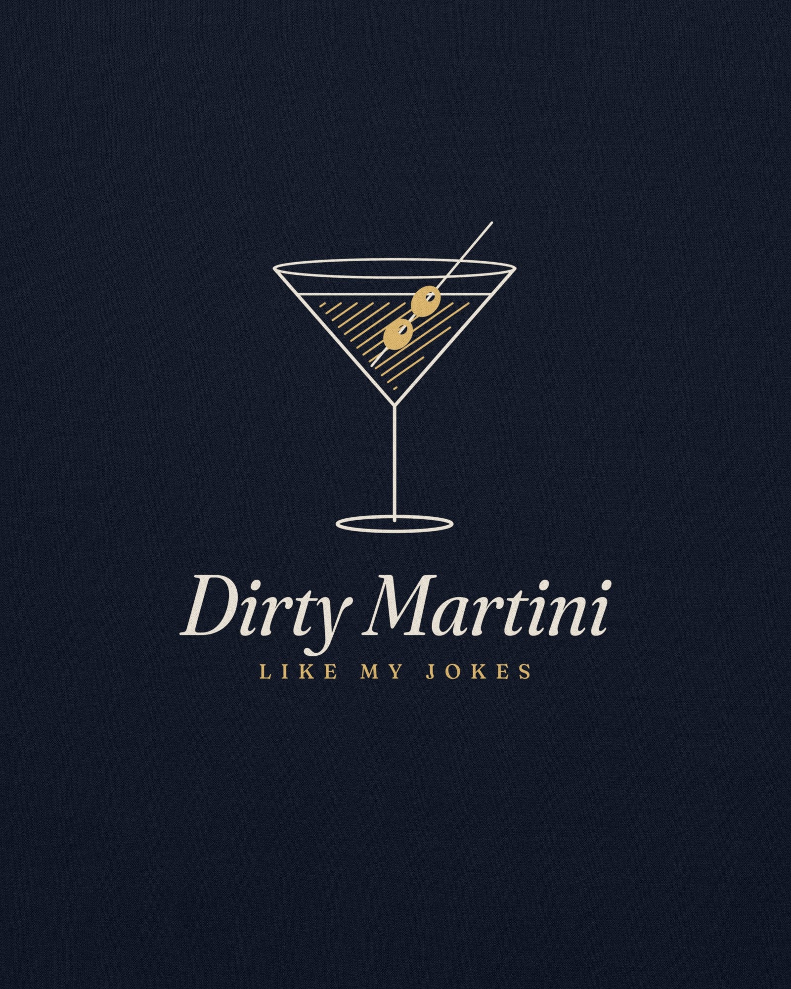 The Dirty Martini Crewneck in Navy, close-up detail