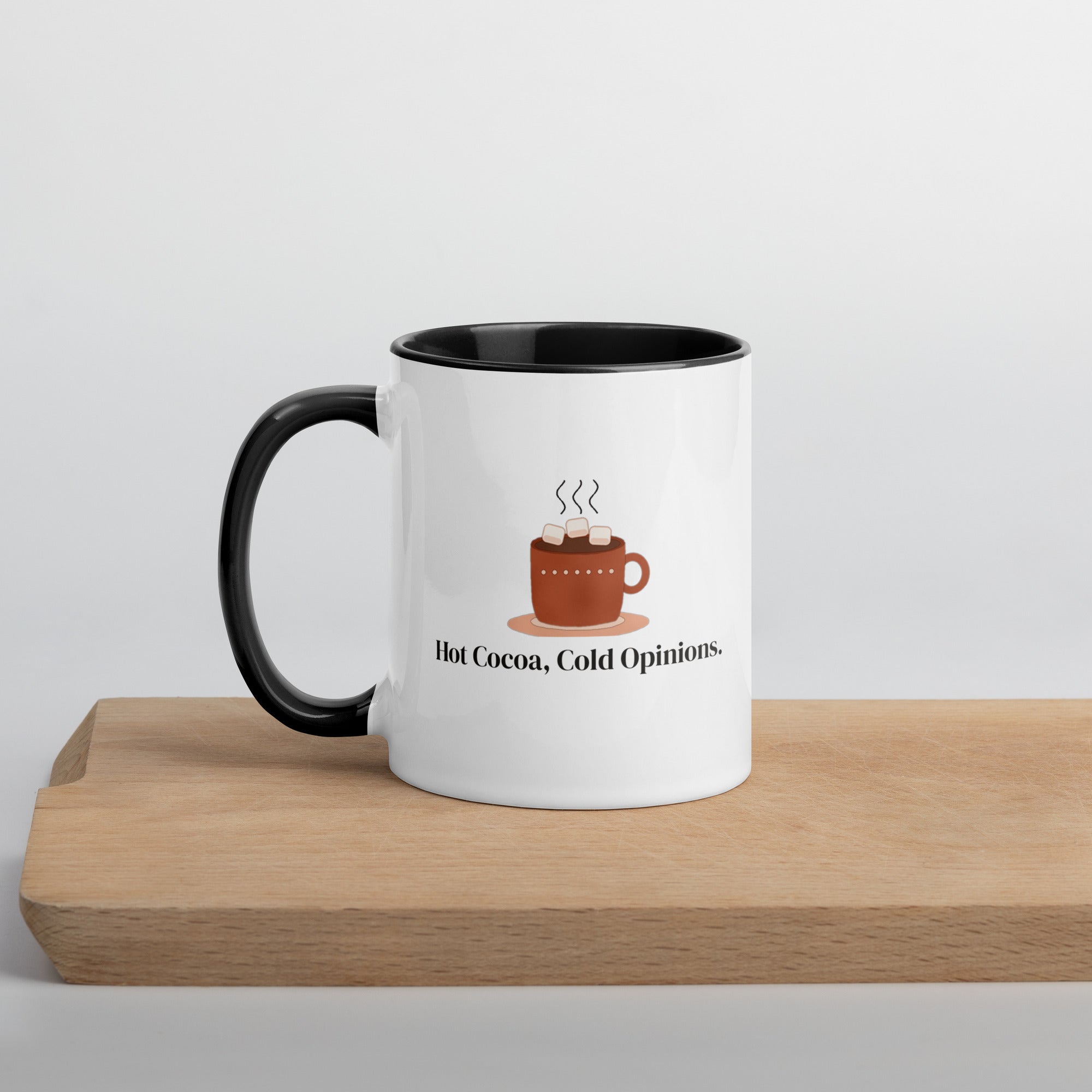 The mug on a wooden board