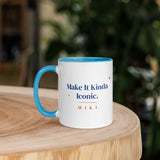 The mug on a round wooden side table