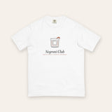 The Negroni Club Tee in White, flat lay front, product shot on cream