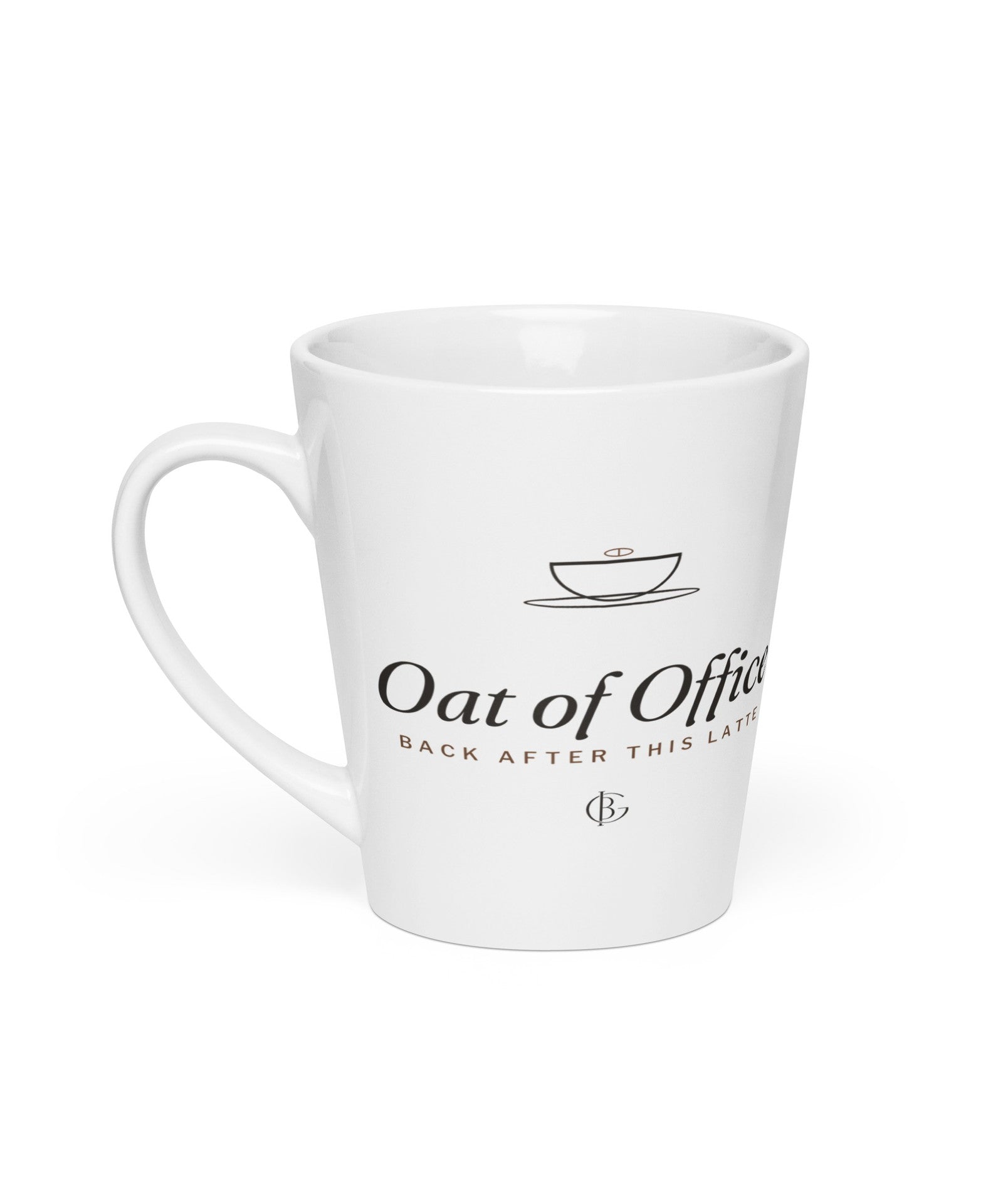 The Oat of Office Latte Mug in White, product shot