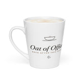 The Oat of Office Latte Mug in White, product shot from another angle