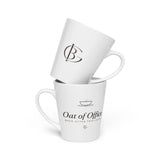 The Oat of Office Latte Mug in White, product shot from another angle