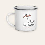 The Out of Office Camp Mug, product shot on cream