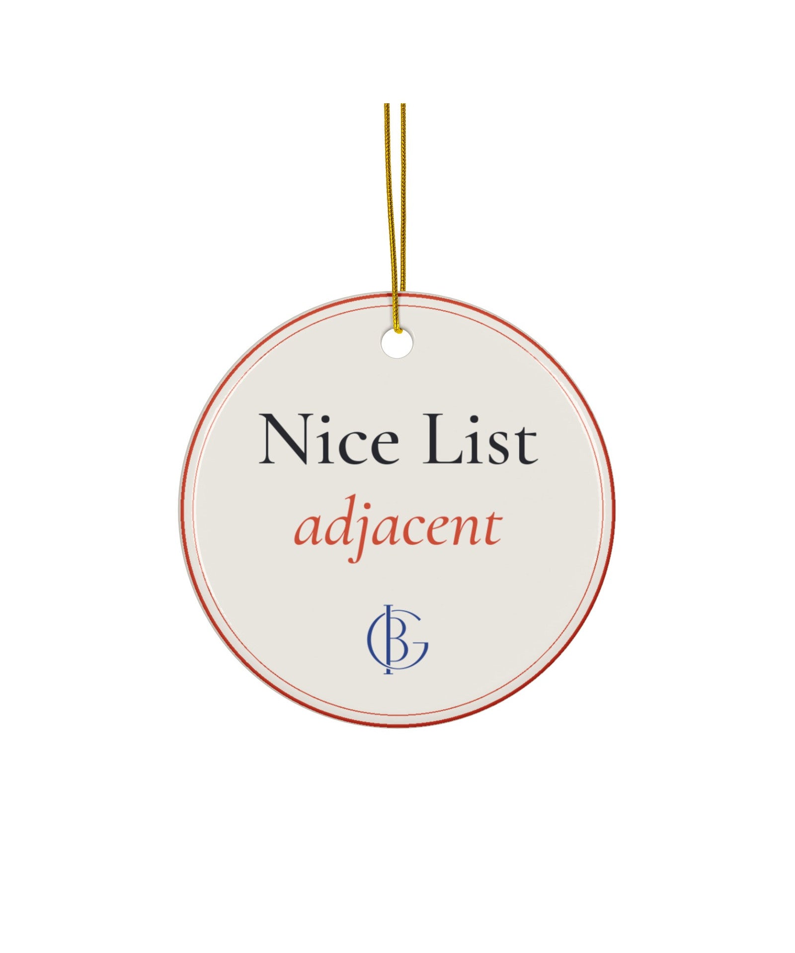 The Nice List Adjacent Ornament, front, product shot