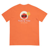 The Pasta La Vista Tee in Burnt orange, back with the tomato in sunglasses