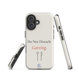 The Do Not Disturb Carving Phone Case, back and side