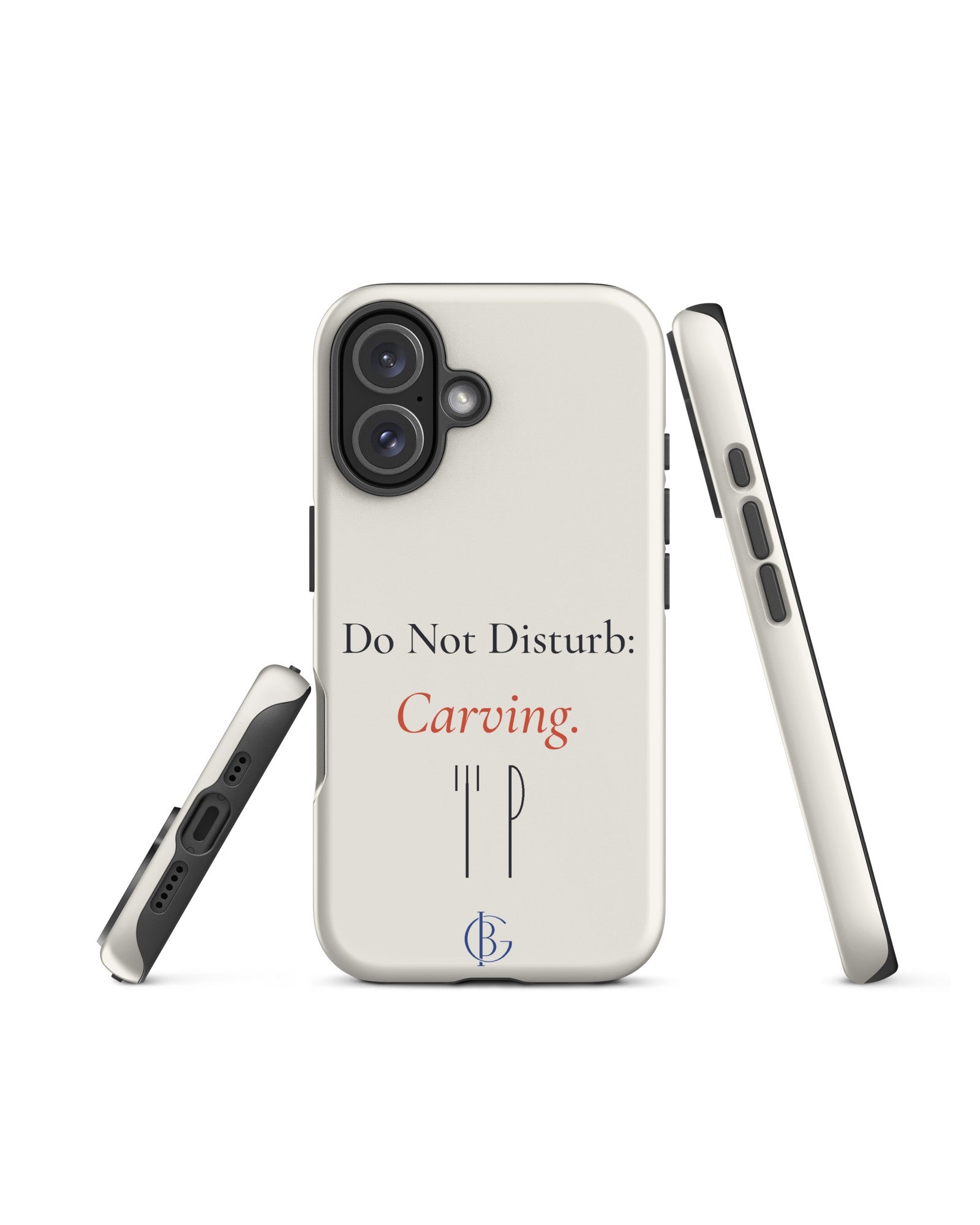 The Do Not Disturb Carving Phone Case, back and side