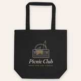 The Picnic Club Tote in Black, flat lay front, product shot on cream