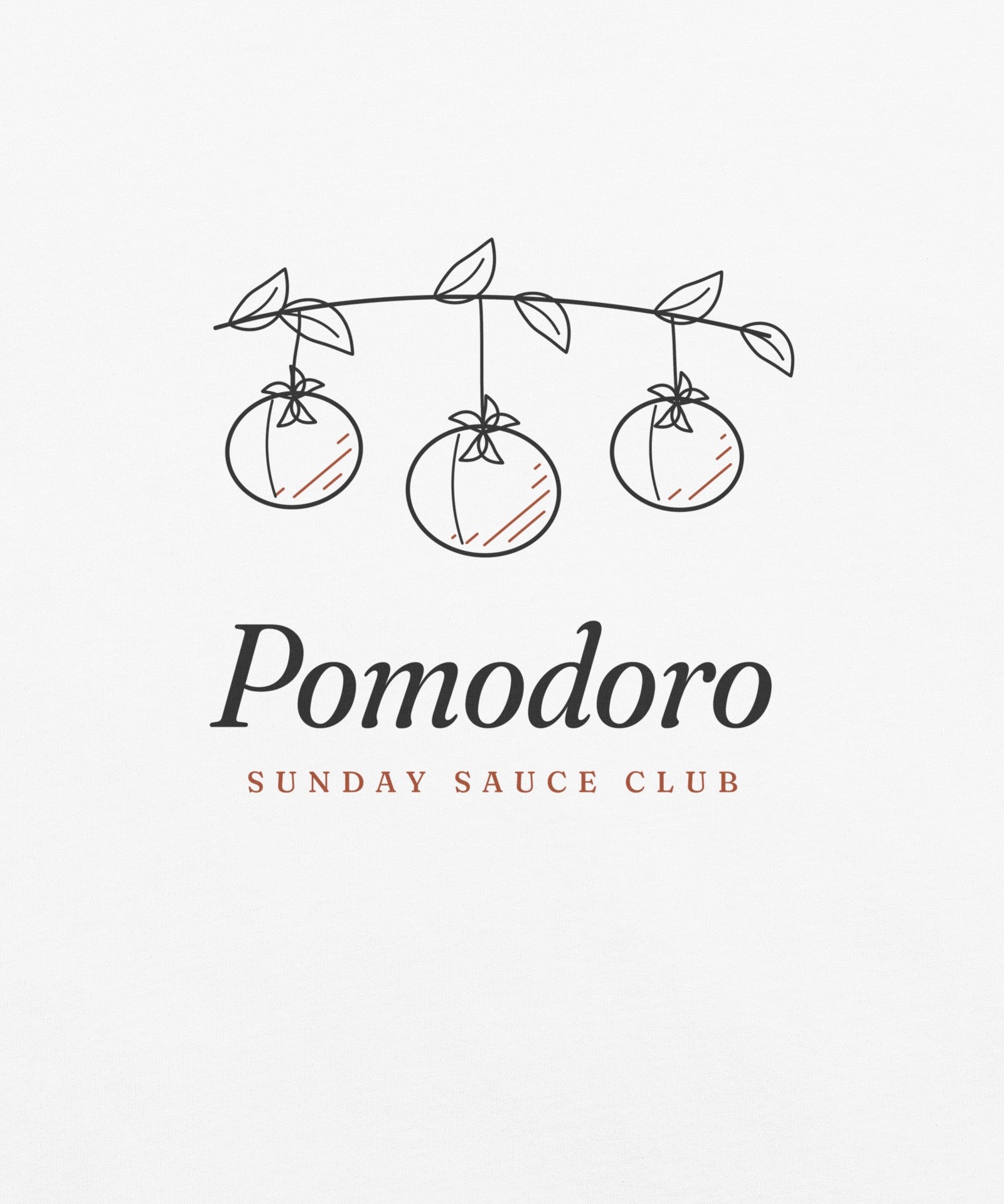 The Pomodoro Tee in White, close-up detail