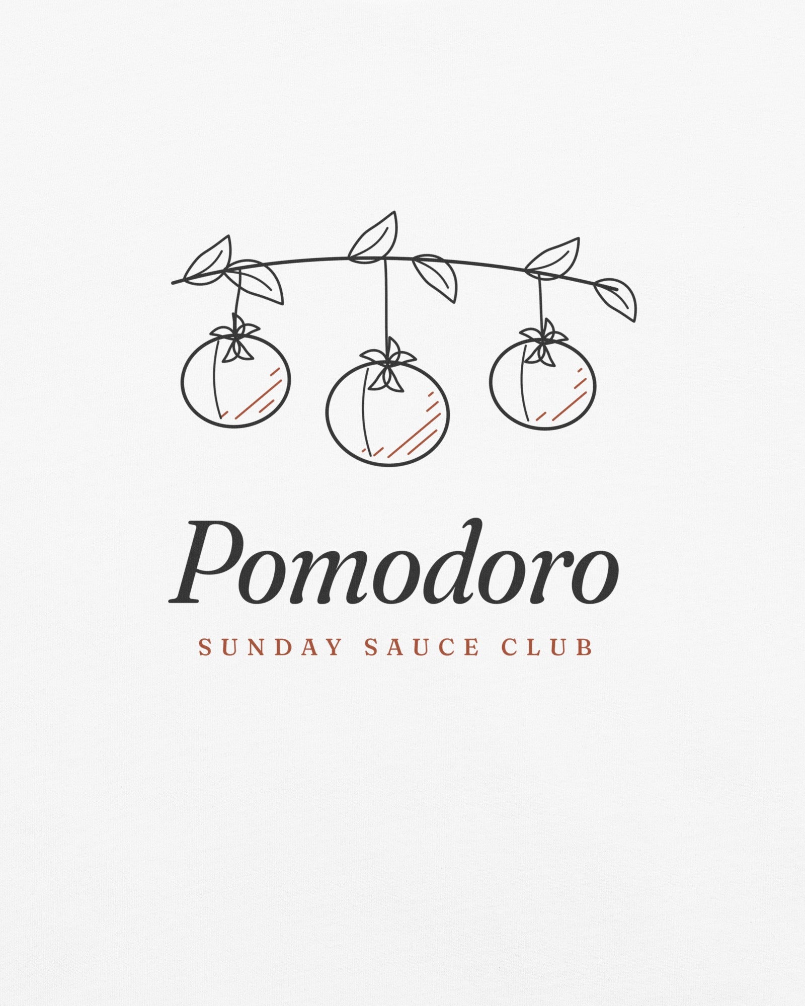 The Pomodoro Tee in White, close-up detail